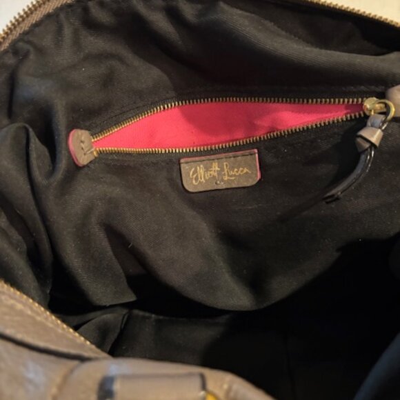 Elliott Lucca Italy Leather Grey Satchel Double Handle Detachable Shoulder Strap - Picture 4 of 7